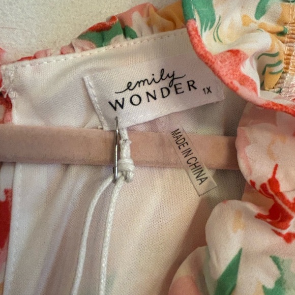 Emily Wonder Laurel Floral Dress in Ivory Multi size 1X - Picture 4 of 6